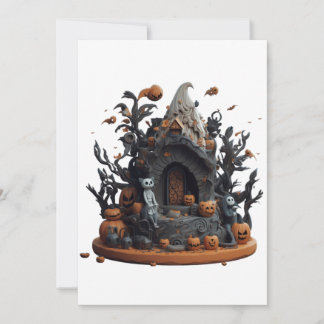 Halloween 3D Gehekst Kattenhuis Feestdagenkaart