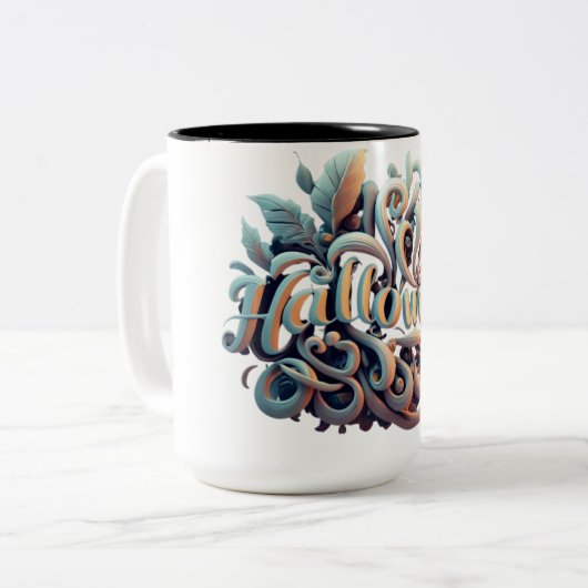 Halloween 3D Logo #2 Tweekleurige Koffiemok (Voorkant links)