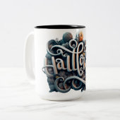 Halloween 3D Logo #4 Tweekleurige Koffiemok (Voorkant links)