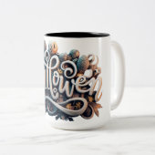 Halloween 3D Logo #4 Tweekleurige Koffiemok (Voorkant rechts)