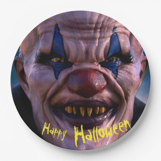 Halloween 3D Scary Clown Papieren Bordje (Voorkant)