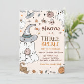 Halloween 3e Verjaardag Drie Geest Uitnodigingen (Staand voorkant)