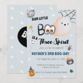 Halloween 3e Verjaardag Jongen Boo Drie Geest Kaart (Voorkant / Achterkant)