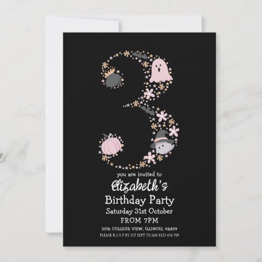 Halloween 3e verjaardag kaart (Voorkant)