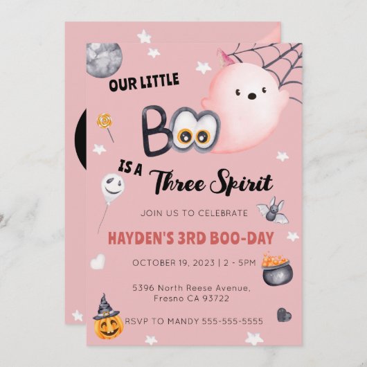 Halloween 3e verjaardag meisje drie geest kaart