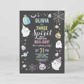 Halloween 3e Verjaardag Meisjes Party Geesten Pomp Kaart (Staand voorkant)