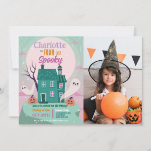 Halloween 4e feestje foto spookhuis griezelhuis kaart