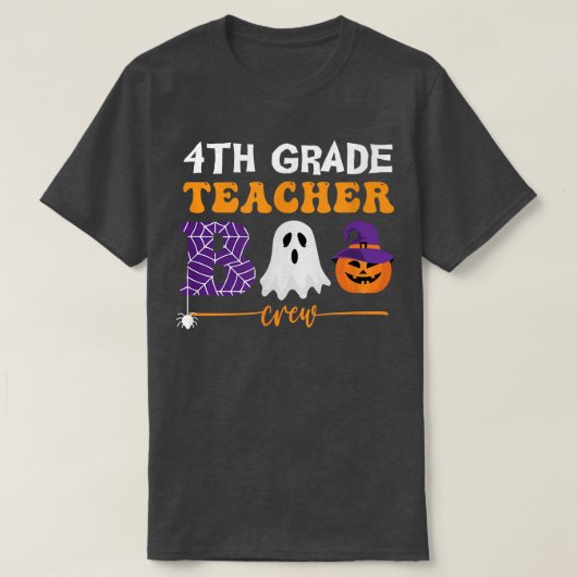 Halloween 4e graad leraar Boo Crew Cobweb Pumpki T-shirt (Design voorkant)