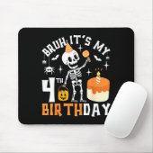 Halloween 4e verjaardag Bruh-grappig Skelet 4e ver Muismat (Met muis)