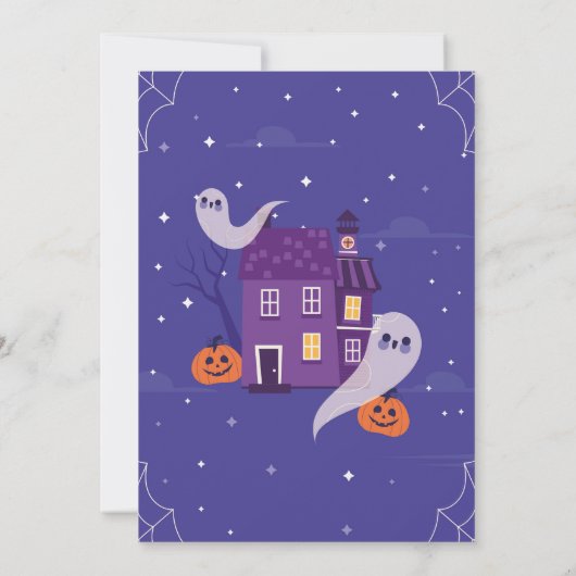 Halloween 4TH Ghosts Four House Party achtervolgd Kaart (Achterkant)