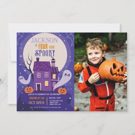 Halloween 4TH Ghosts Four House Party Foto Vier Kaart (Voorkant)