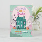 Halloween 4th Party Four Girl Ghost House achtervo Kaart (Staand voorkant)