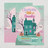 Halloween 4th Party Four Girl Ghost House achtervo Kaart (Voorkant / Achterkant)