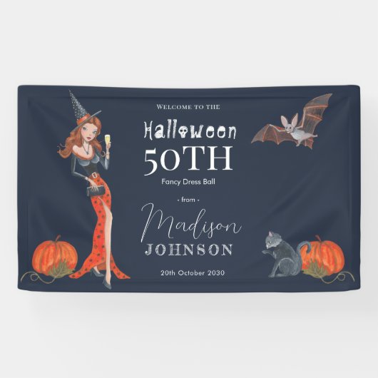 Halloween 50-jarig feestje Welkom Spandoek (Horizontaal)