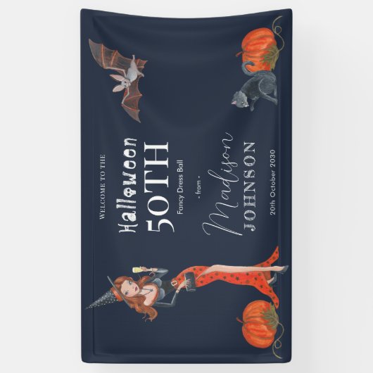 Halloween 50-jarig feestje Welkom Spandoek (Verticaal)