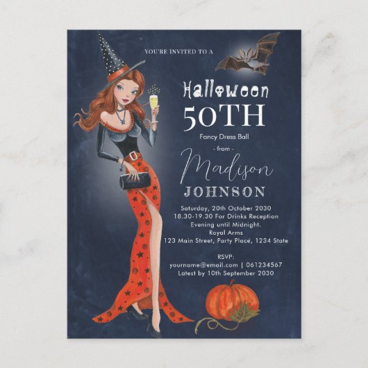 Halloween 50 th Birthday Party Invitation Briefkaa Briefkaart (Voorkant)