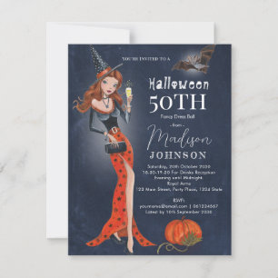 Halloween 50 th Birthday Party Invitation Briefkaa Kaart