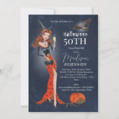 Halloween 50 th Birthday Party Invitation Kaart (Voorkant)