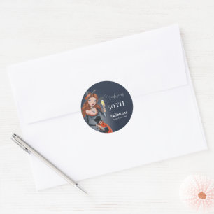 Halloween 50e verjaardagsfeest ronde sticker