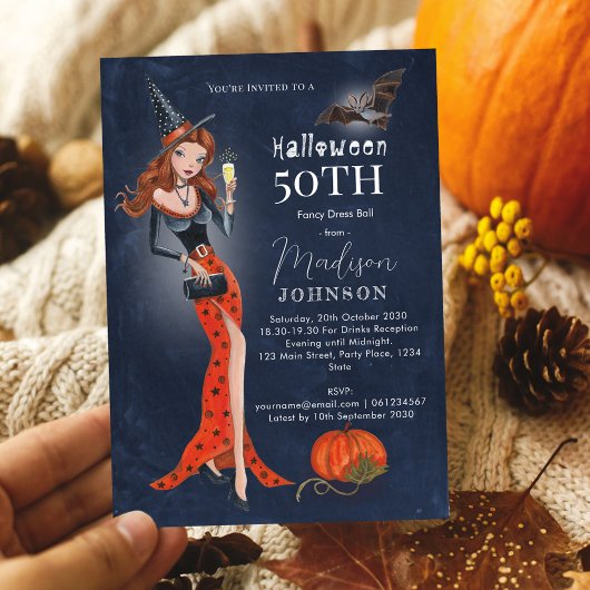 Halloween 50e verjaardagsfeest uitnodiging 