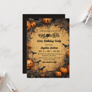 Halloween 50ste Verjaardag Pompoen Vintage Griezel Kaart