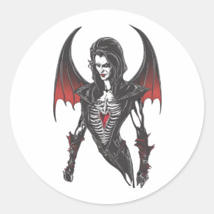 Halloween 6 vampier, gekke, angstaanjagende vampie ronde sticker
