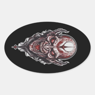 Halloween 7 vampier, b, eng monster, horror, ovale sticker