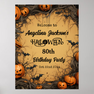 Halloween 80ste verjaardagsfeest Pompoen welkom Poster