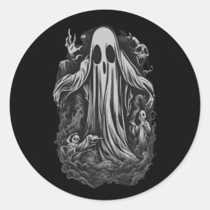 Halloween 8 geest, vreselijk, griezelig, eng, kwaa ronde sticker