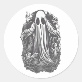 Halloween 8 geest, vreselijk, griezelig, eng, kwaa ronde sticker