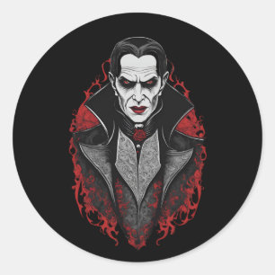 Halloween 9 vampier, horror, angstaanjagende vampi ronde sticker