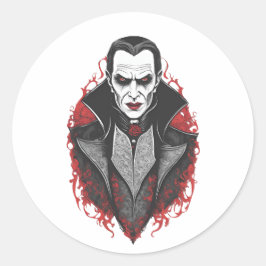 Halloween 9 vampier, horror, angstaanjagende vampi ronde sticker