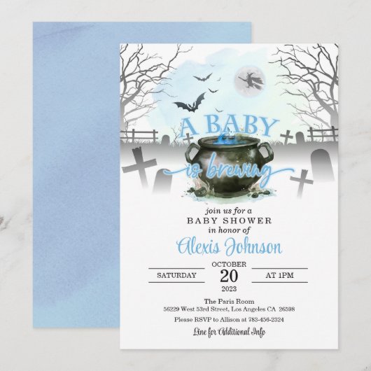 Halloween A Baby brouwt Baby shower blauw Kaart (Voorkant / Achterkant)