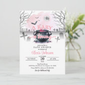 Halloween A Baby brouwt Baby shower roze Kaart (Staand voorkant)