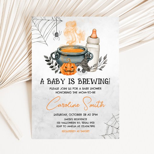 Halloween A Baby is Baby shower Kaart
