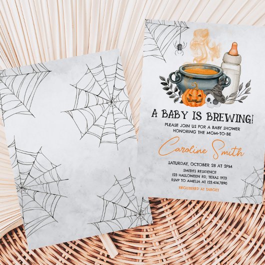 Halloween A Baby is Baby shower Kaart