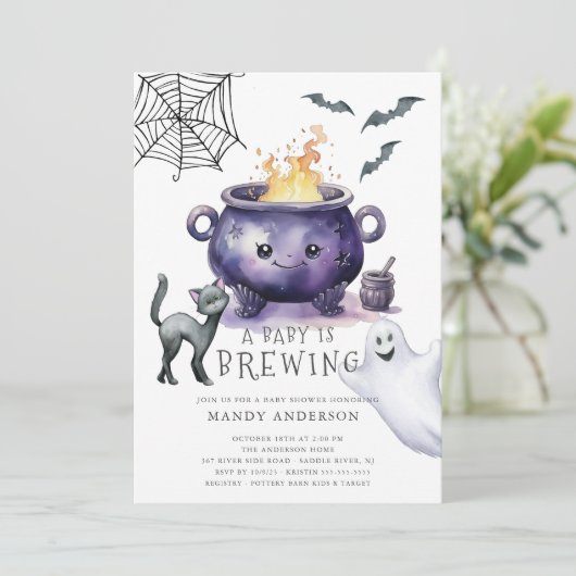 Halloween A Baby is Baby shower Kaart (Staand voorkant)
