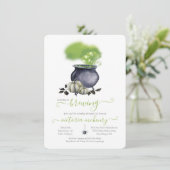 Halloween A Baby is Brewing Caldron Baby shower Kaart (Staand voorkant)