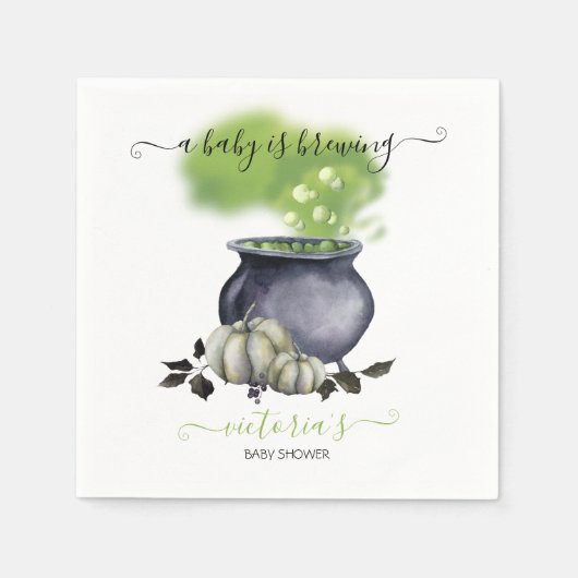 Halloween A Baby is Brewing Caldron Baby shower Servet (Voorkant)