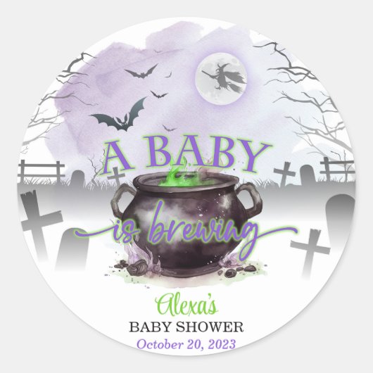 Halloween A Baby is Brouwen (P/G) Ronde Sticker (Voorkant)