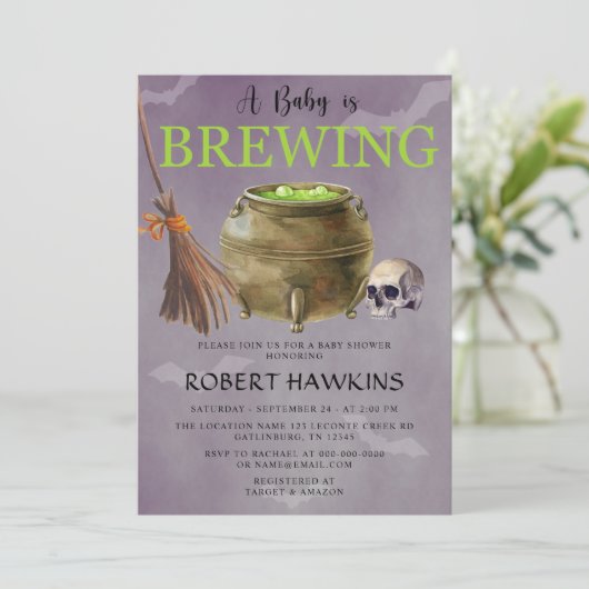 Halloween A Baby is de Uitnodiging van het Baby sh (Staand voorkant)