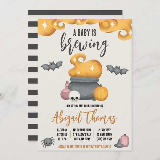 Halloween A Baby is de Uitnodiging van het Baby sh (Voorkant / Achterkant)