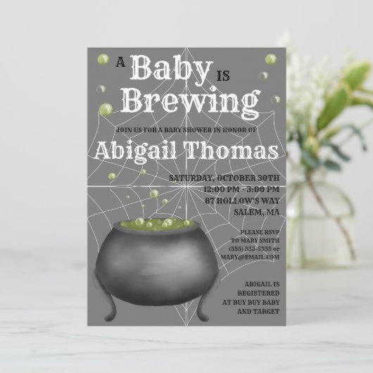 Halloween A Baby is de Uitnodiging van het Baby sh (Staand voorkant)