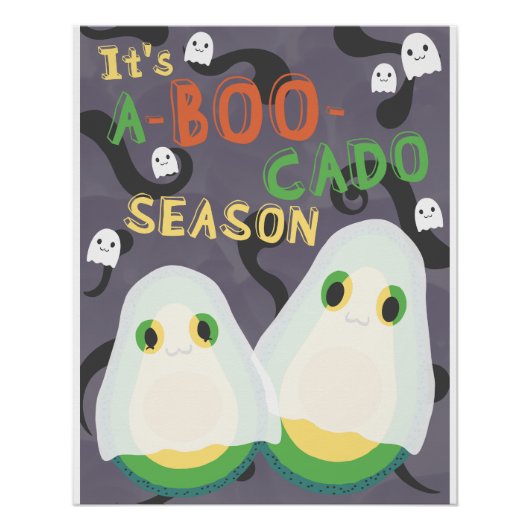 Halloween A-BOO-Cado Spooky Schattigee Avocado Gho Perfect Poster (Voorkant)