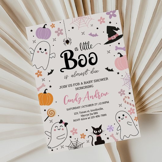 Halloween A Little Boo Baby shower Invitation Kaart