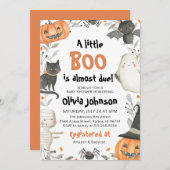 Halloween A Little Boo Baby shower Invitation Kaart (Voorkant / Achterkant)