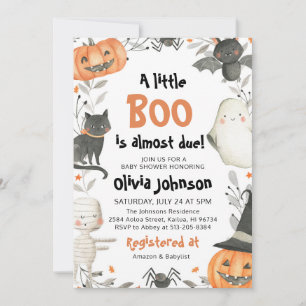 Halloween A Little Boo Baby shower Invitation Kaart