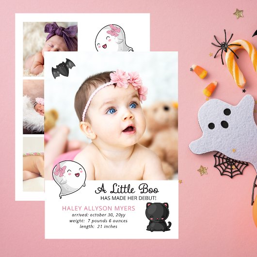 Halloween A Little Boo Ghost - Baby Girl Birth