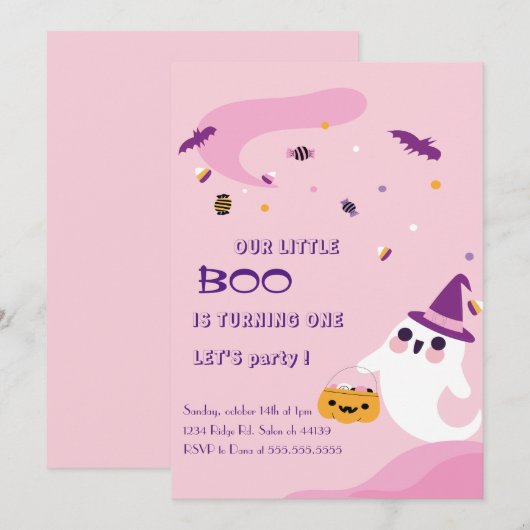 Halloween A Little Boo jubileum Kaart (Voorkant / Achterkant)