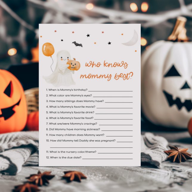 Halloween A Little Boo Wie kent mama het beste spe (A Little Boo Baby Shower Who knows Mommy Best Game)
